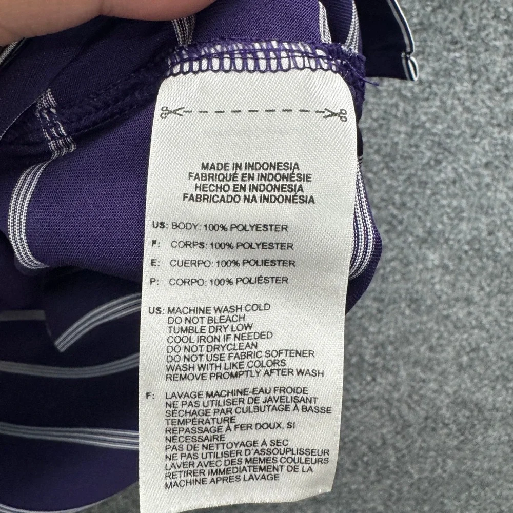 adidas puremotion Golf Polo Shirt Mens 2XL Purple Short Sleeve Striped Athletic - Picture 10 of 11